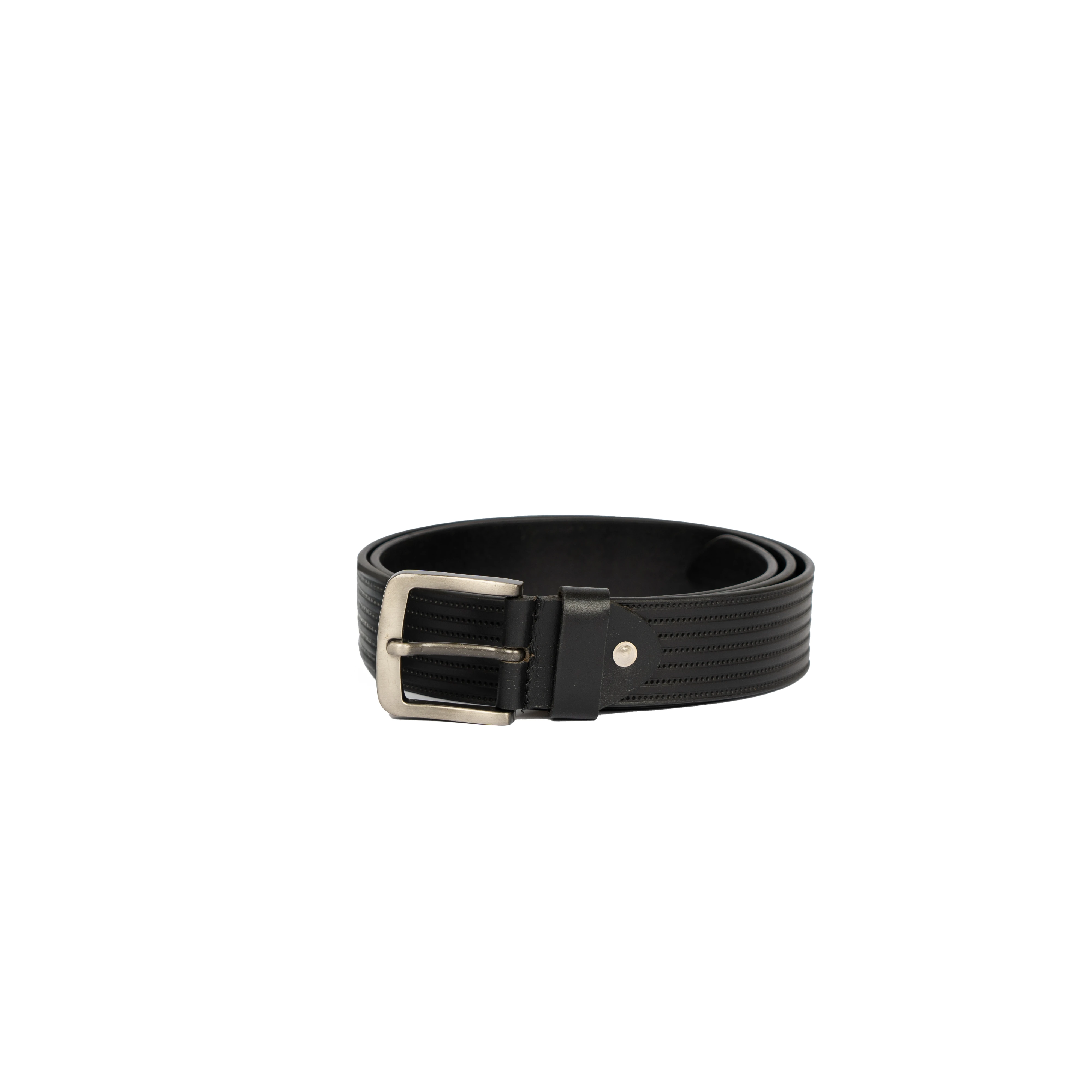Men’s Leather Belt – Engraved Liner Stripes – 100% Genuine