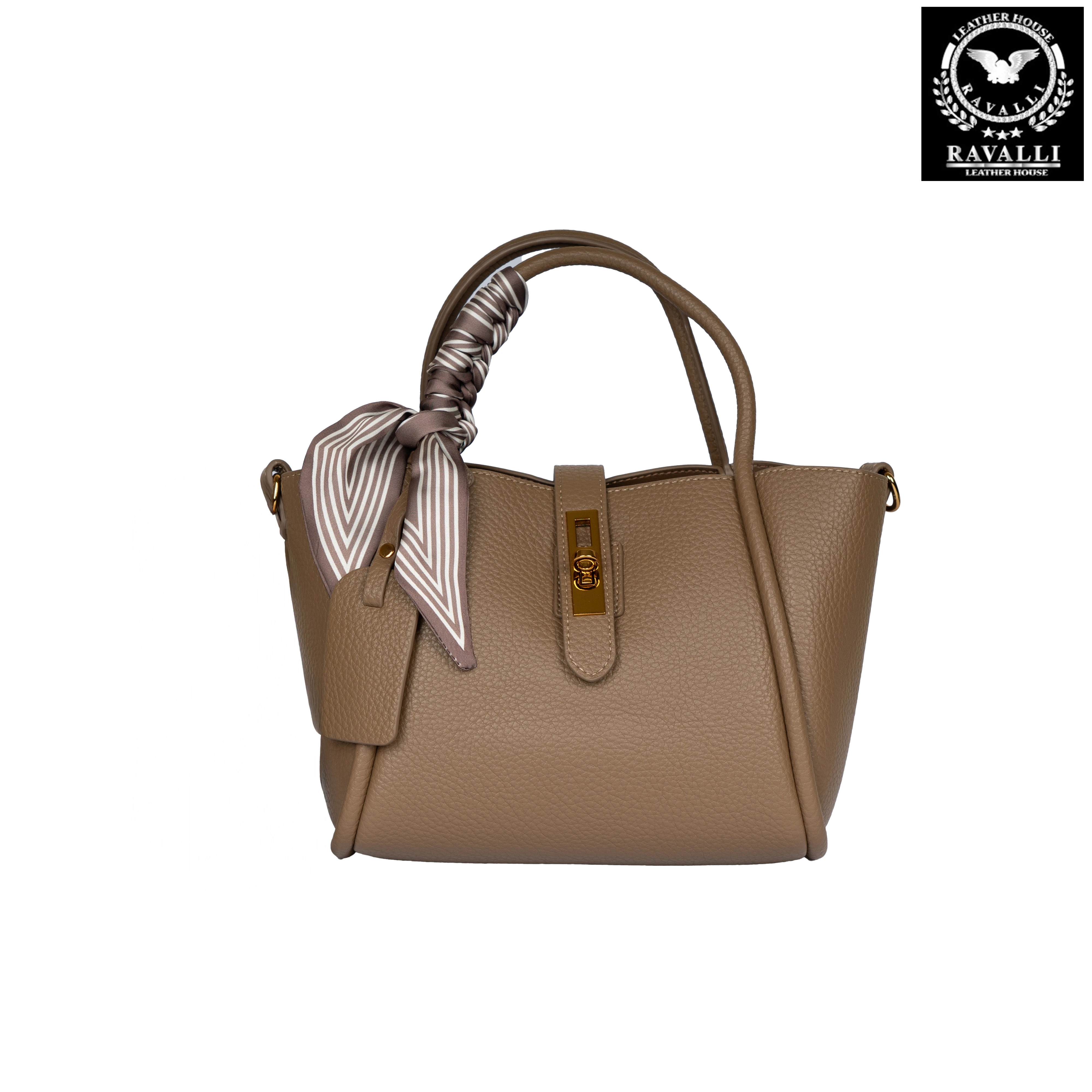 Soft Leather Shoulder Bag with Decorative Scarf – by RAVALLI