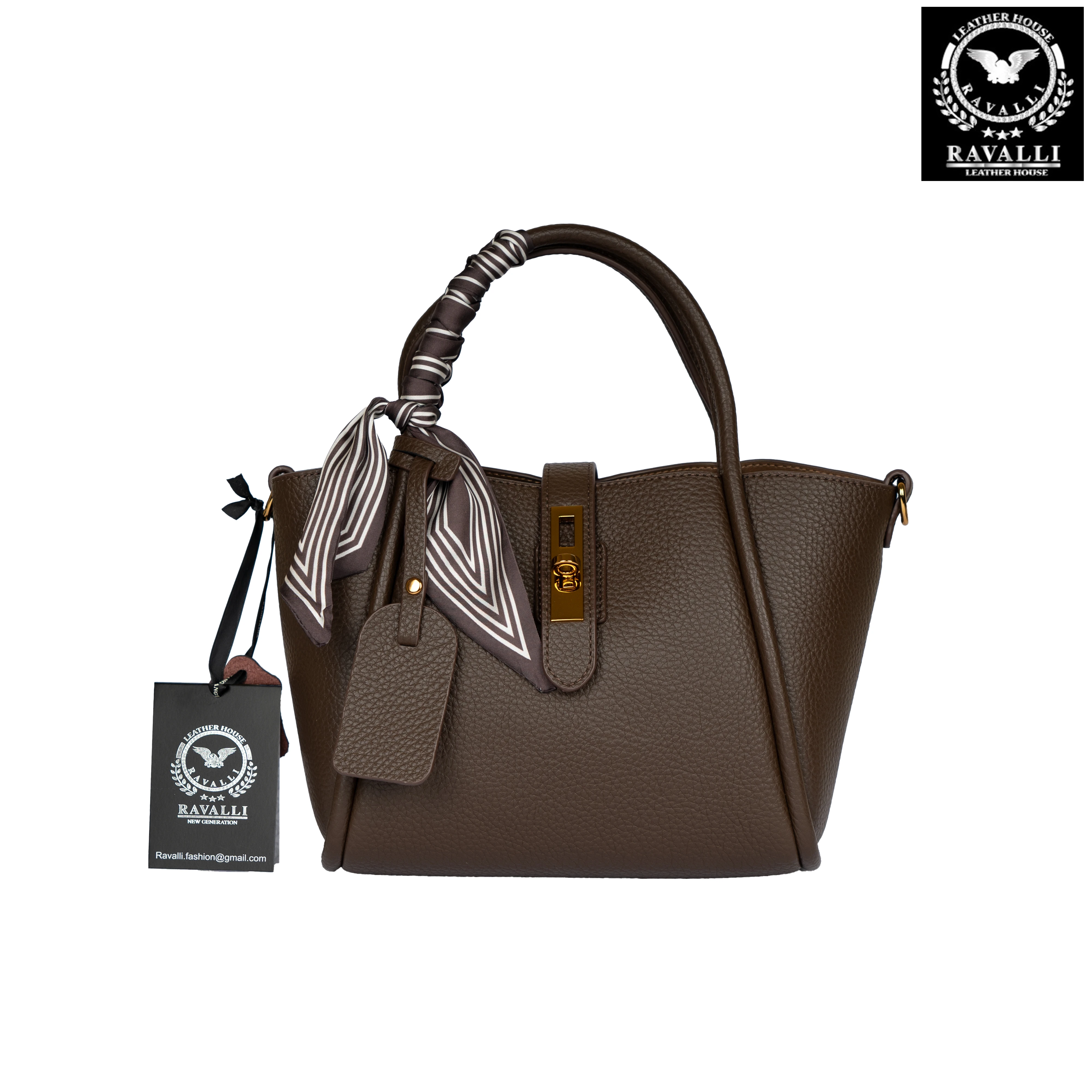 Soft Leather Shoulder Bag with Decorative Scarf – by RAVALLI