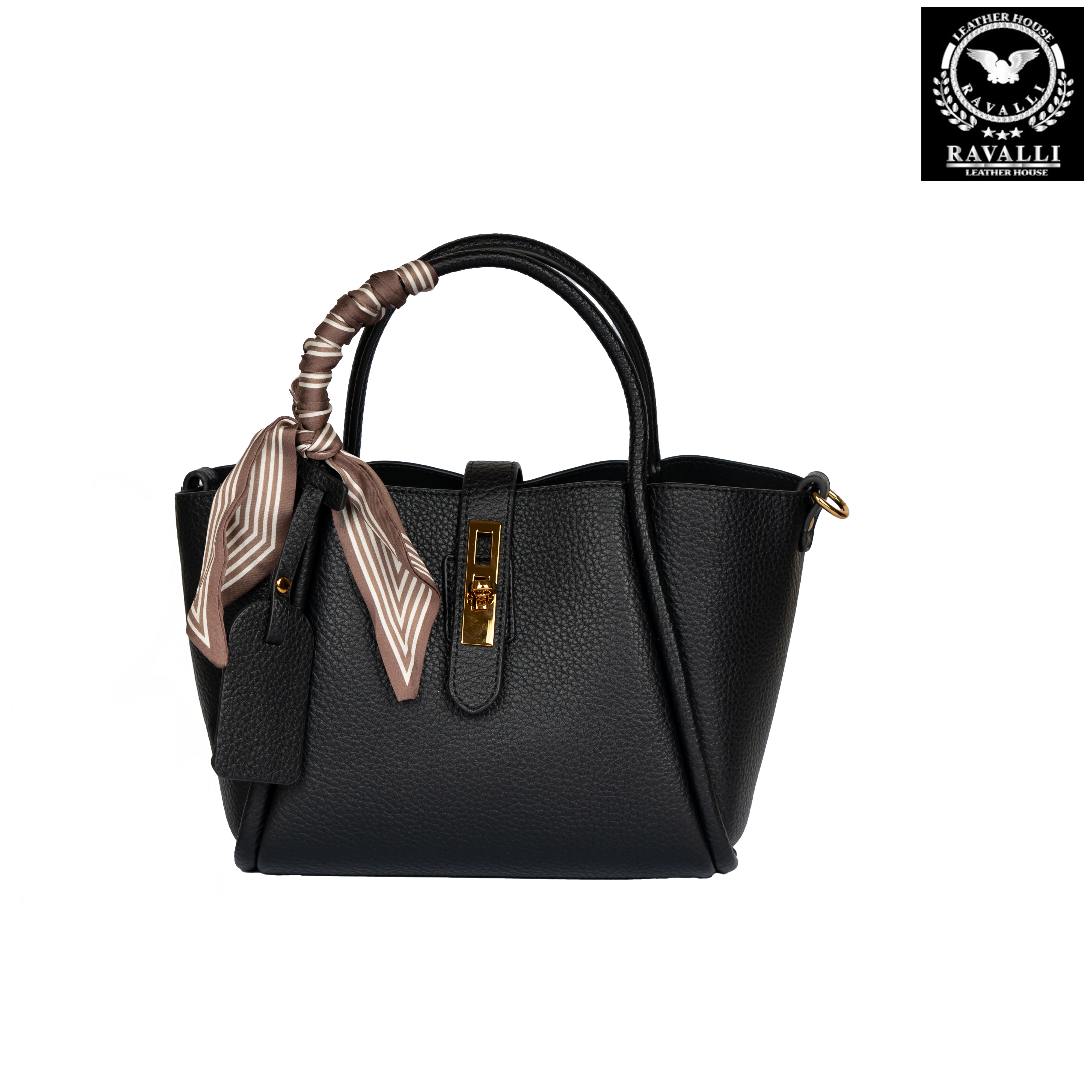 Soft Leather Shoulder Bag with Decorative Scarf – by RAVALLI