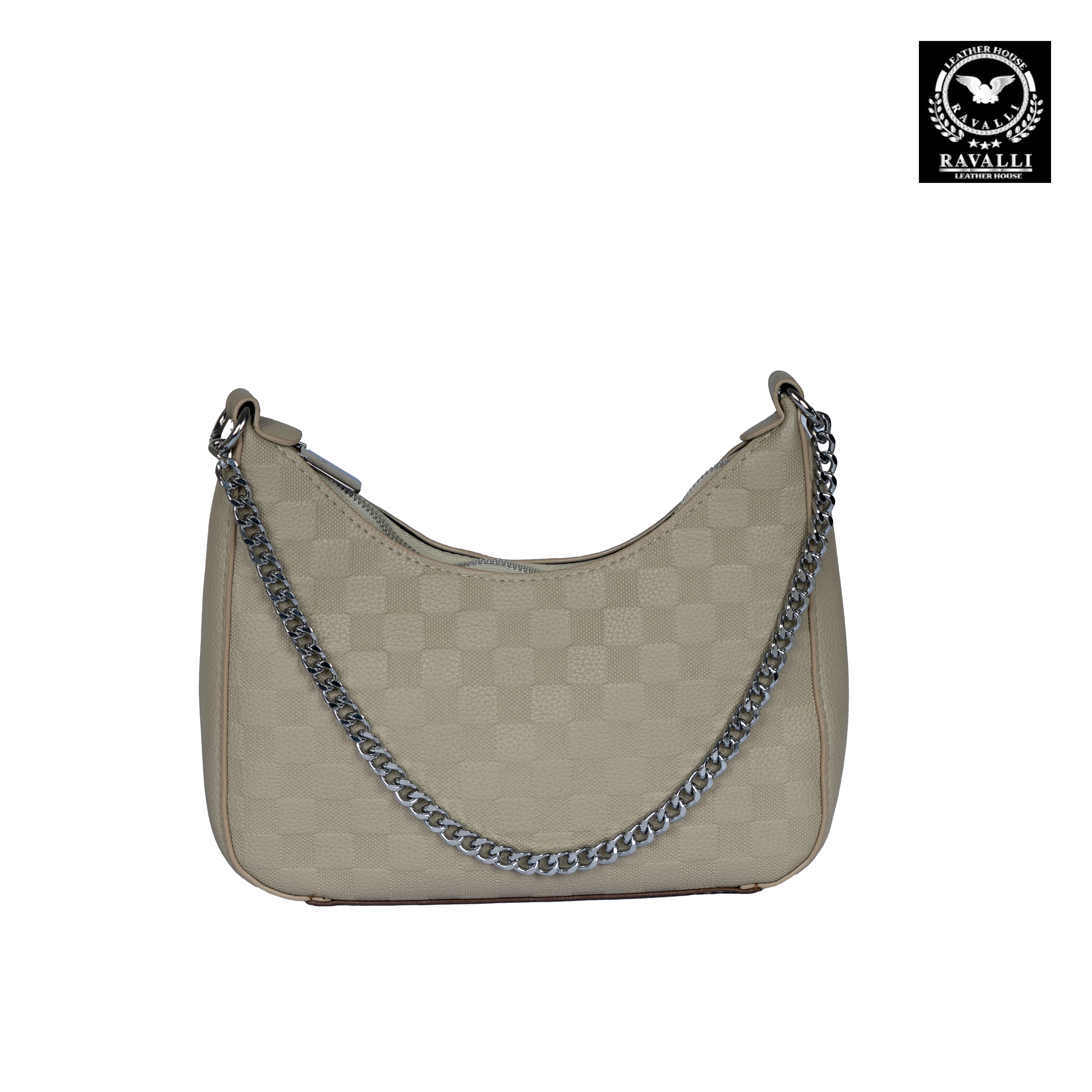 Elegant Shoulder Bag with Silver Chain & Leather Strap