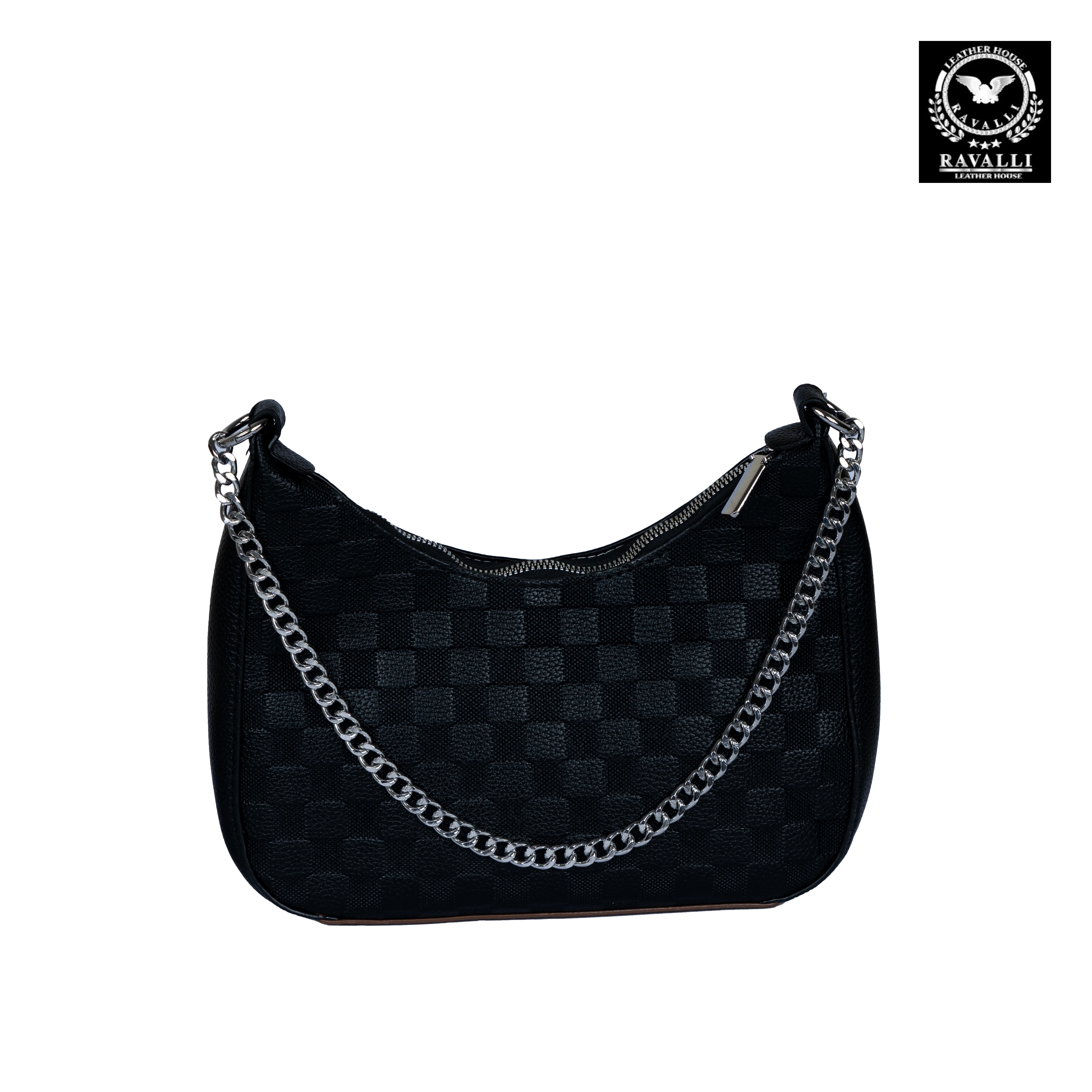 Elegant Shoulder Bag with Silver Chain & Leather Strap