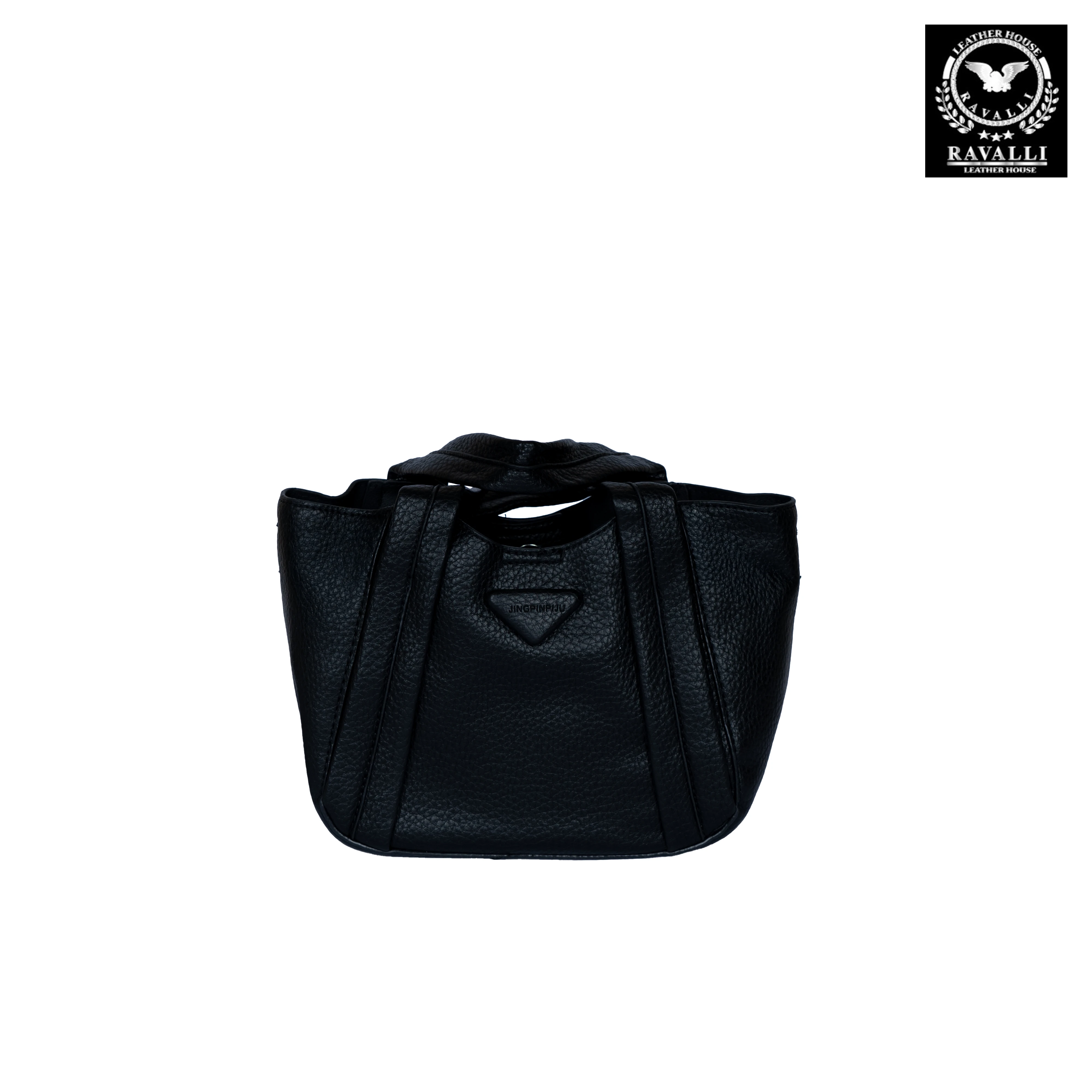 Leather Handbag with Dual Handles & Top Zipper