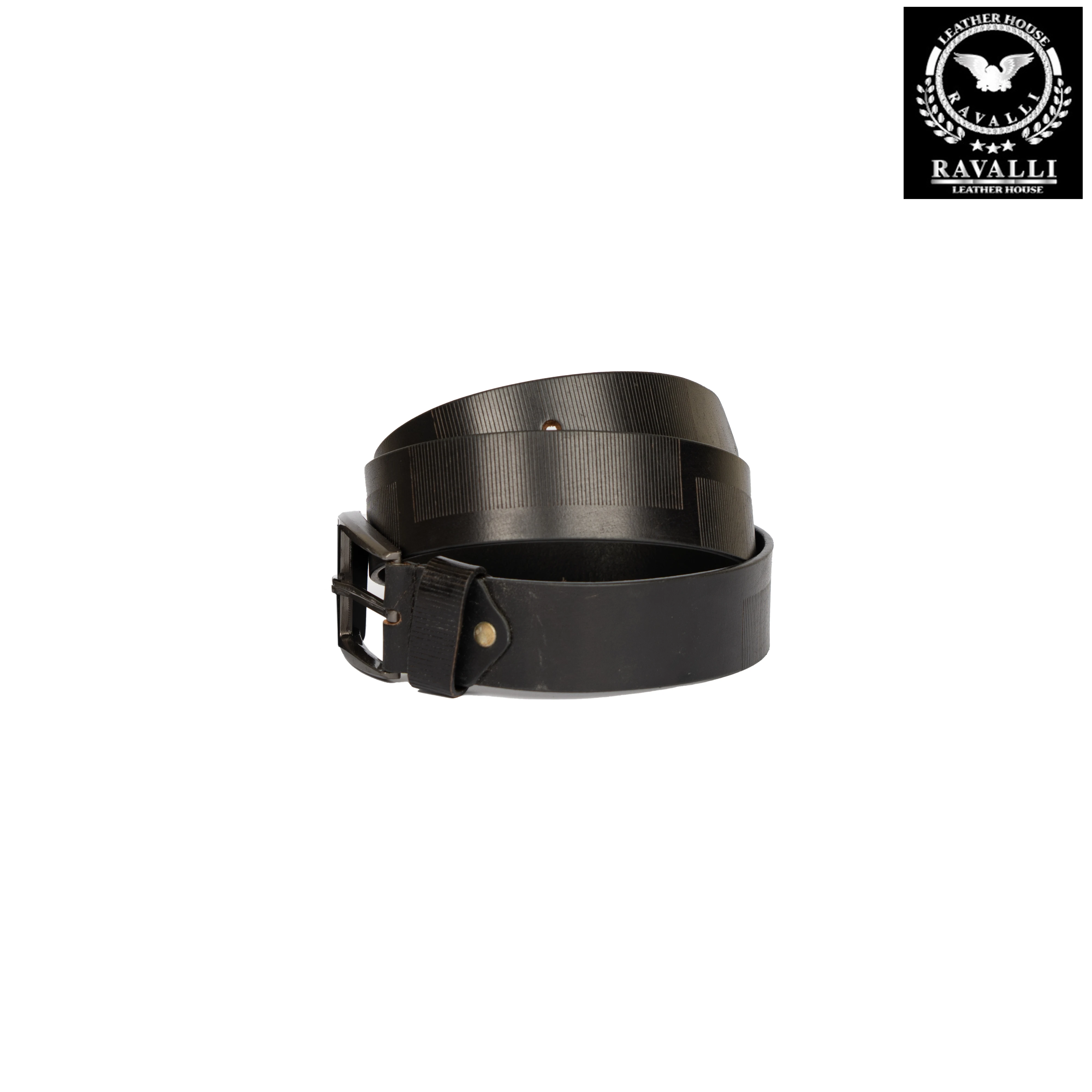 Men’s Leather Belt – Fine Line Pattern – 100% Genuine Leather