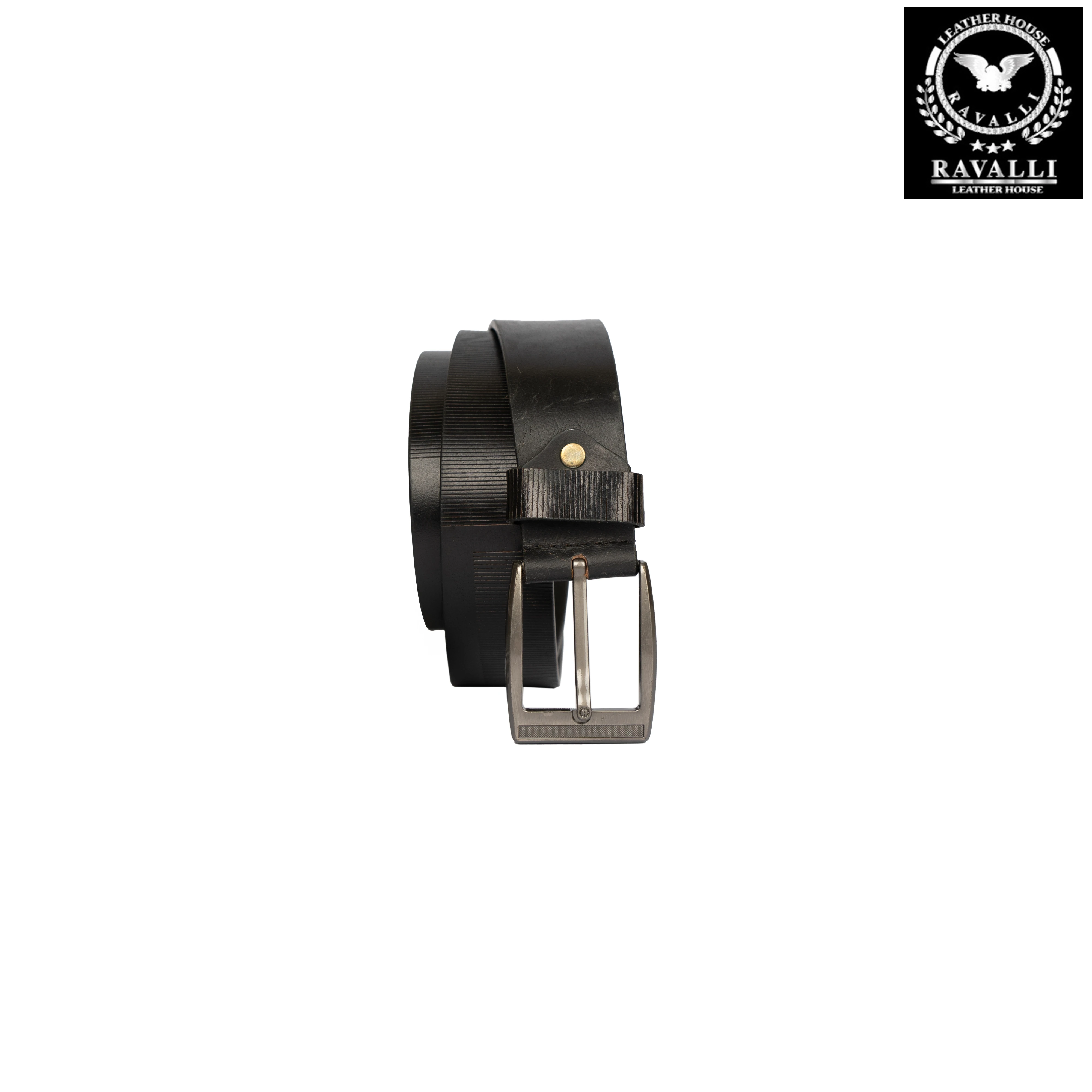 Men’s Leather Belt – Fine Line Pattern – 100% Genuine Leather