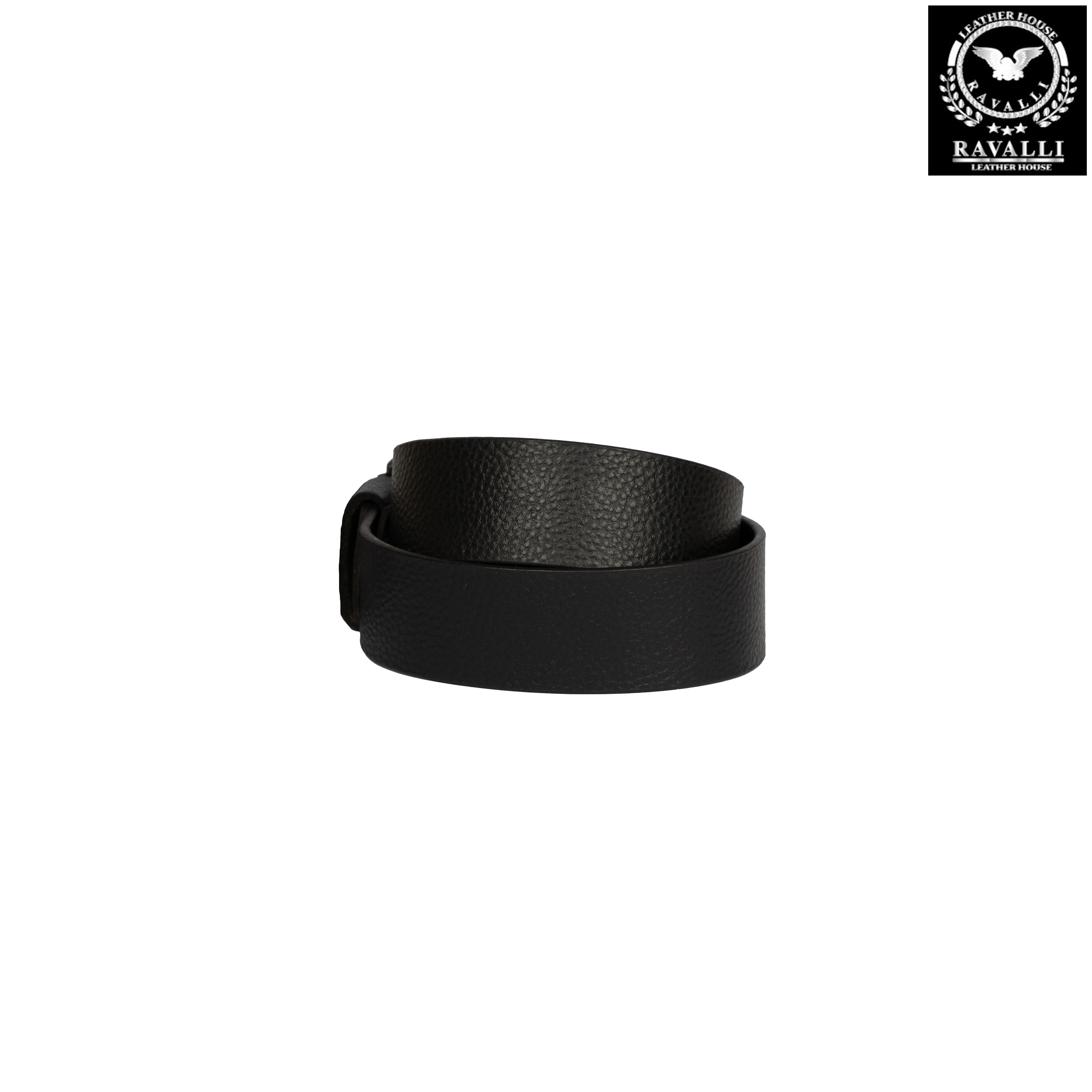 Men’s Black Leather Belt – Grainy Texture – 100% Genuine Leather