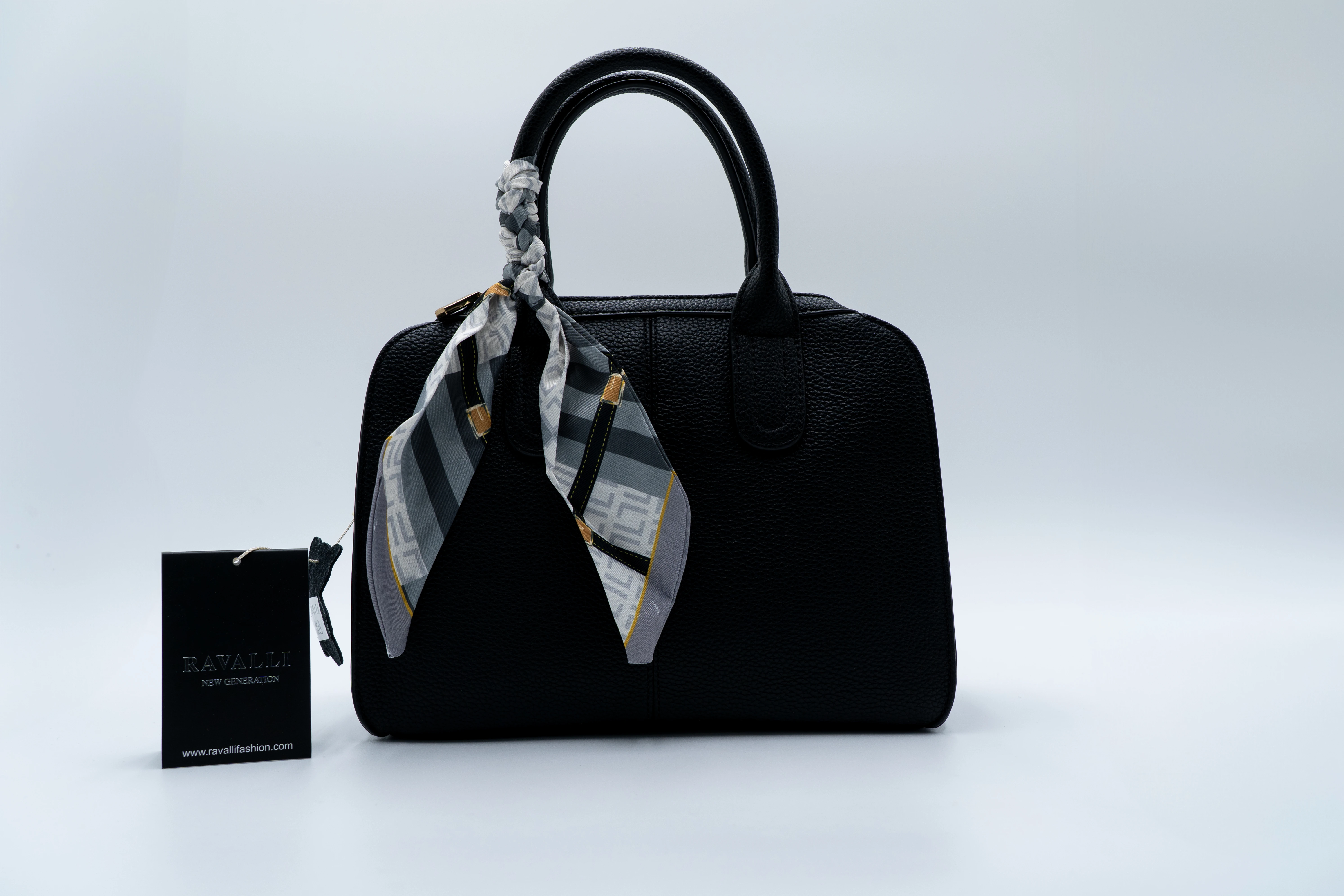 Top Handle Bag with Printed Scarf