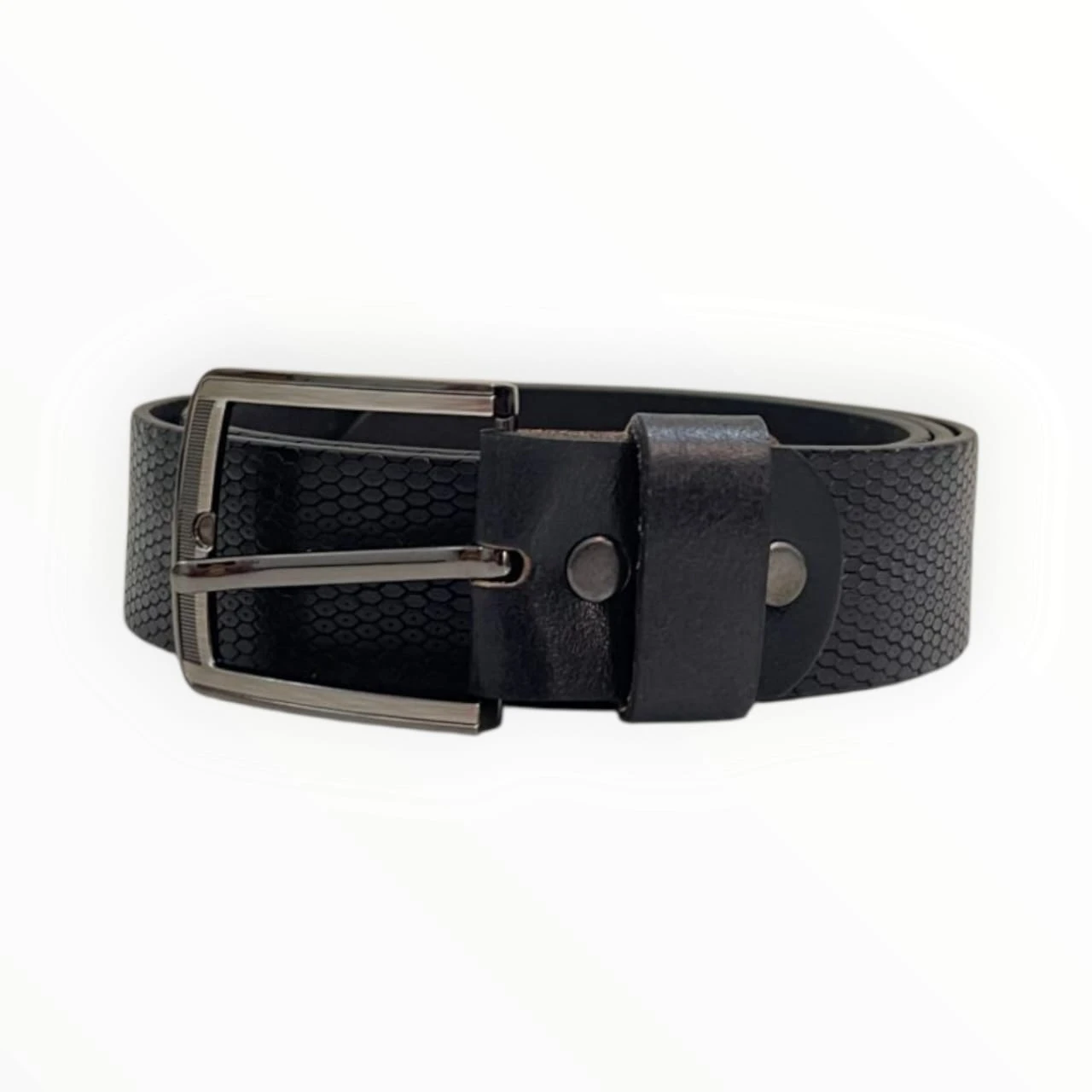 Men’s Snake-Print Leather Belt