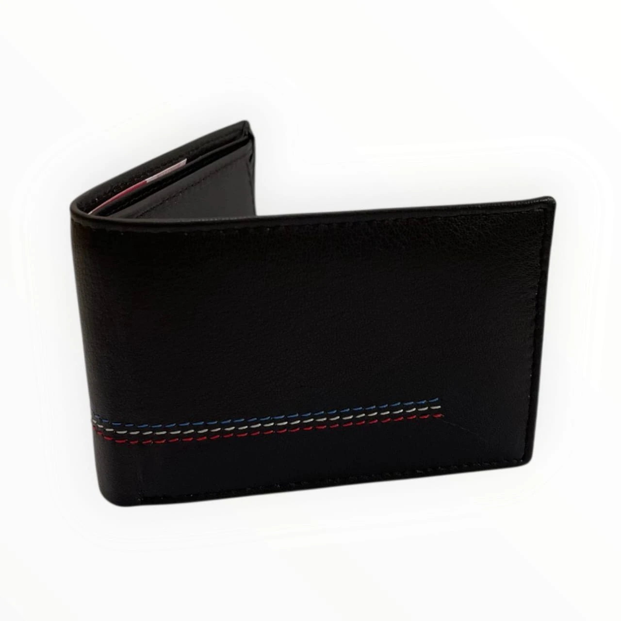 Men's Classic Leather Wallet with Multicolor Stitching