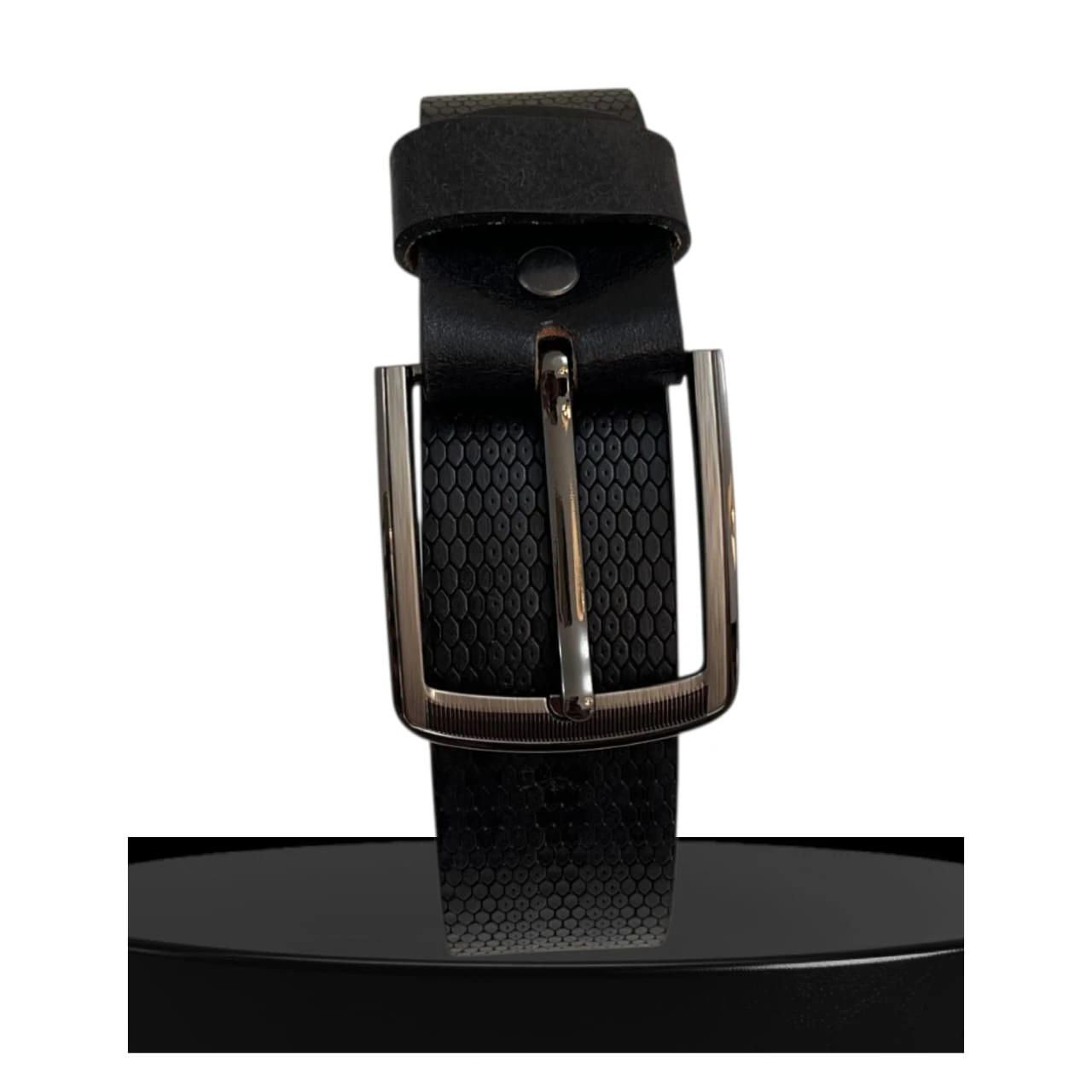 Men’s Snake-Print Leather Belt