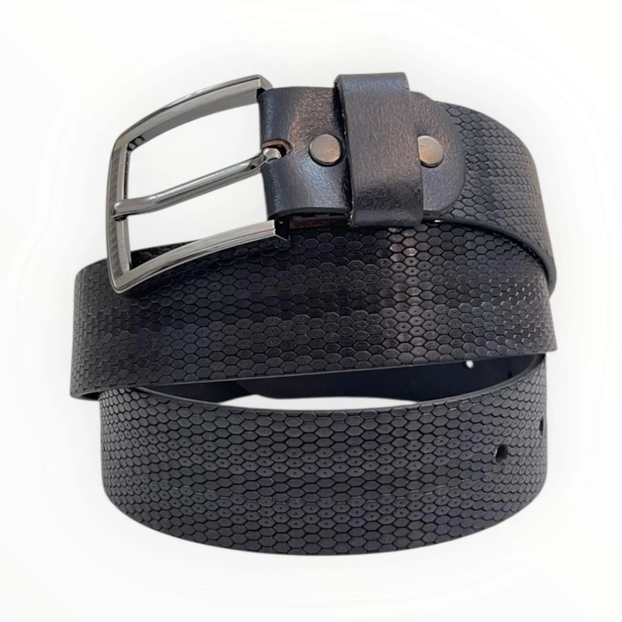Men’s Snake-Print Leather Belt